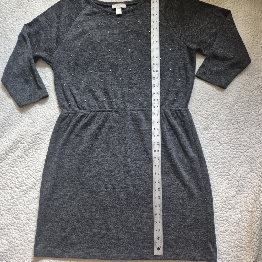 LOFT Charcoal Sweater with Pearl Accents